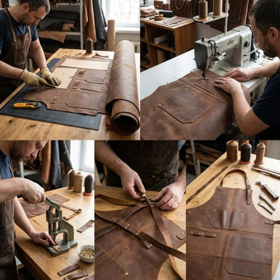 Genuine Leather Apron | Custom Engraved | Heavy-Duty Crazy Horse Cowhide 8