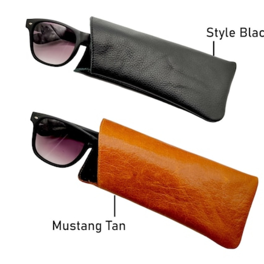 Embossed Genuine Leather Glasses Case, Handmade in Texas