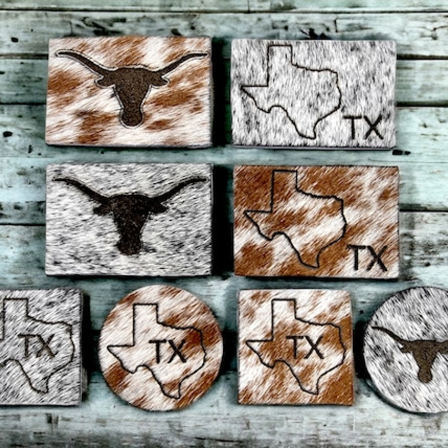 Laser Etched Cowhide Texas Patch | Hat Patch, Sew-On or Velcro
