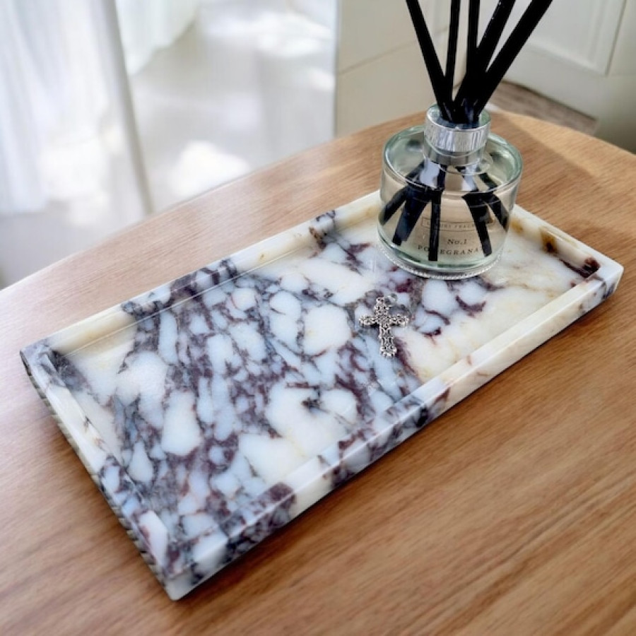 Natural Marble Decorative Rectangular Tray | Calacatta Viola Marble