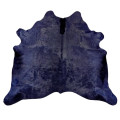 Navy Blue Dyed Cowhide Rug | Genuine Hair on Hide, Unique Pattern (7'6" x 8'0")