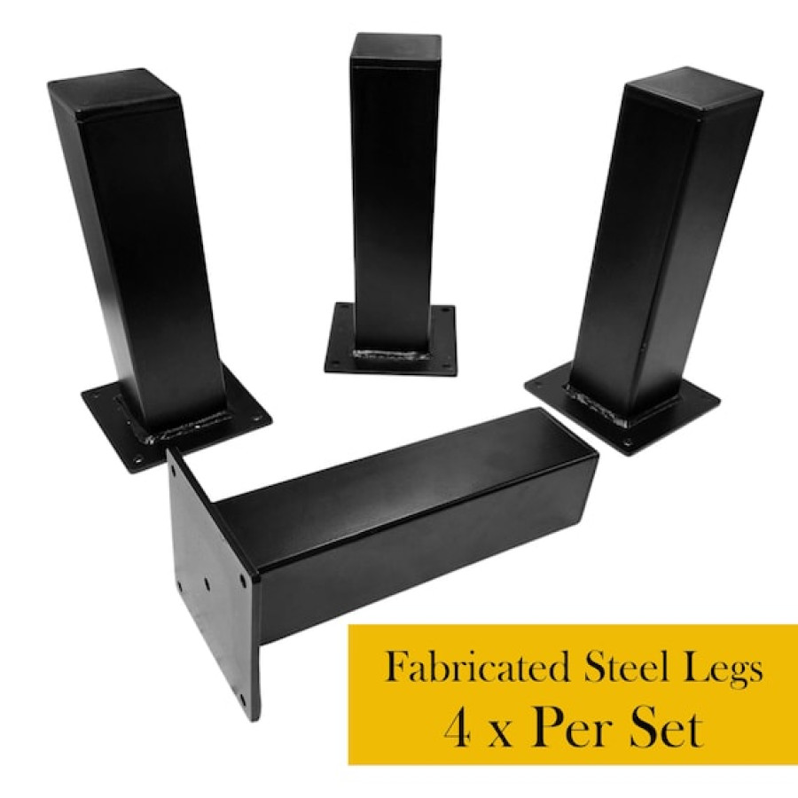 Set of 4 x chunky matte black steel cabinet feet | Short Table legs