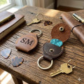 Customisable Leather Guitar Pick Keyring - Hand Stitched - Engraved your text or logo