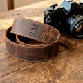 Customised Genuine Leather Brown Camera Strap with Tripod Thread Attachment