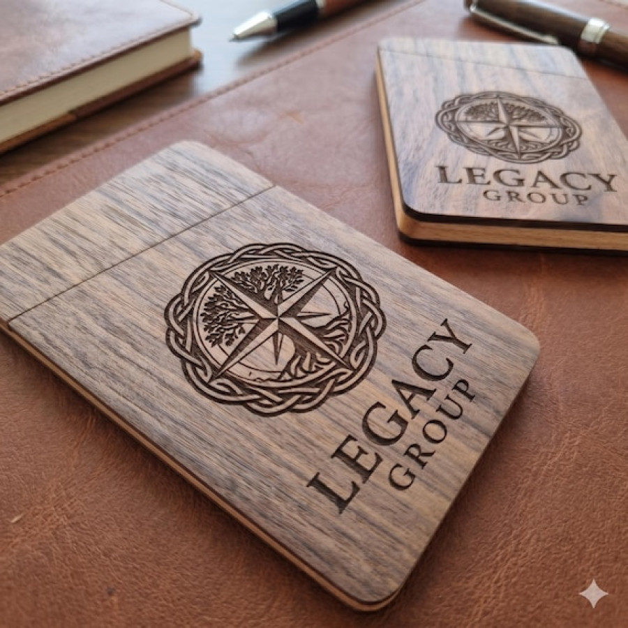 Custom Business Card Holder | Laser Engraved Text or Logo