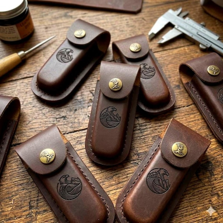 Custom Genuine Leather Pouch - Laser engraved logo or text