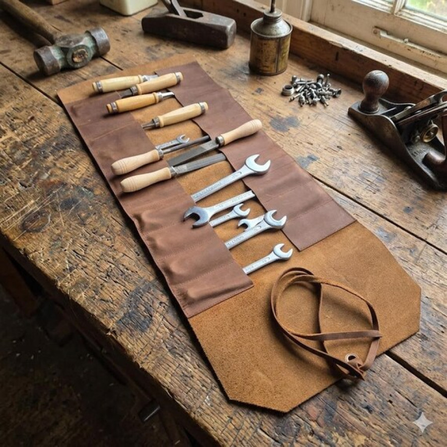 Customisable Genuine Leather Vintage Tool Roll Wrap 1