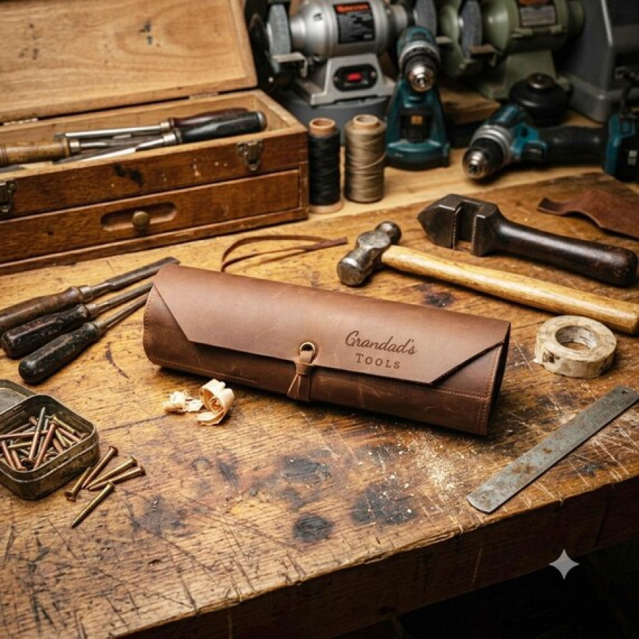 Customisable Genuine Leather Vintage Tool Roll Wrap 2