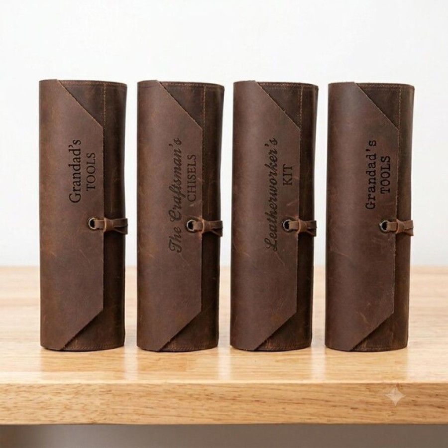 Customisable Genuine Leather Vintage Tool Roll Wrap 3
