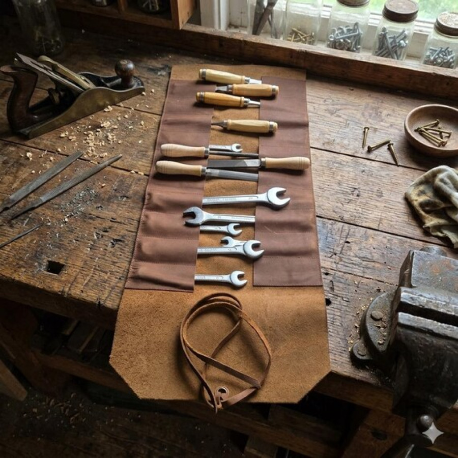 Customisable Genuine Leather Vintage Tool Roll Wrap 4