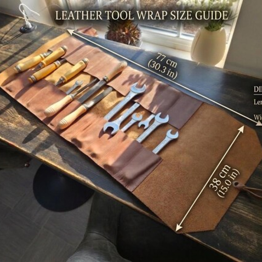 Customisable Genuine Leather Vintage Tool Roll Wrap 6