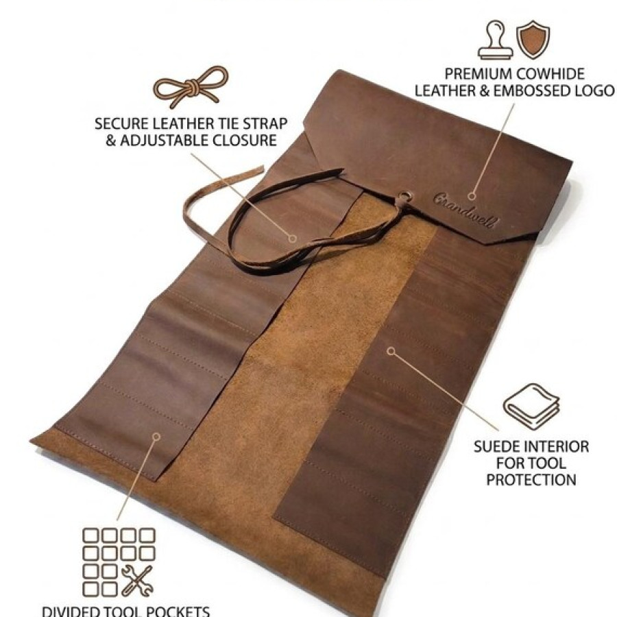 Customisable Genuine Leather Vintage Tool Roll Wrap 8
