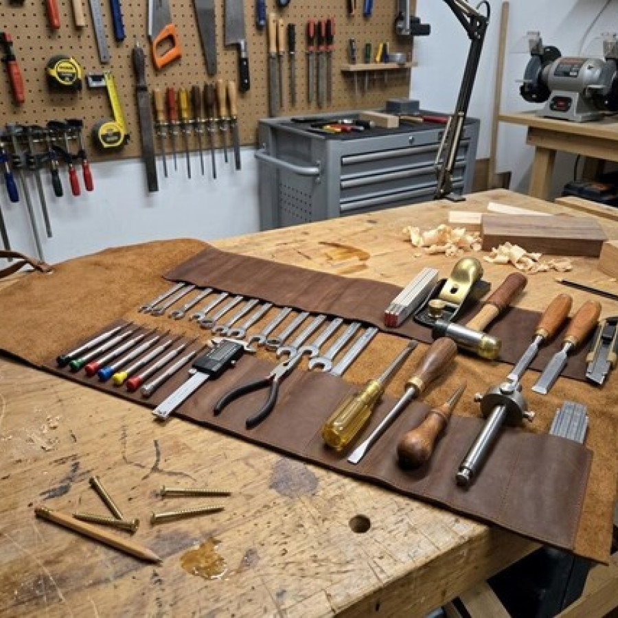 Customisable Genuine Leather Vintage Tool Roll Wrap 9