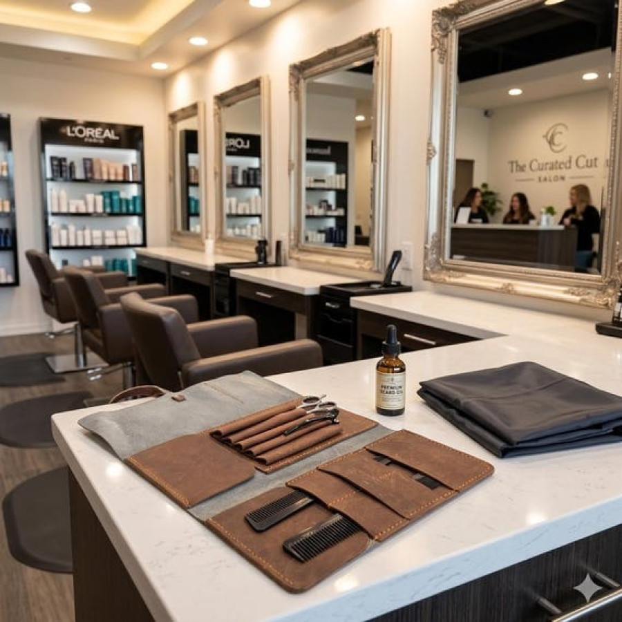 Genuine cowhide and leather hairdressers scissor pouch for barber and salon 7