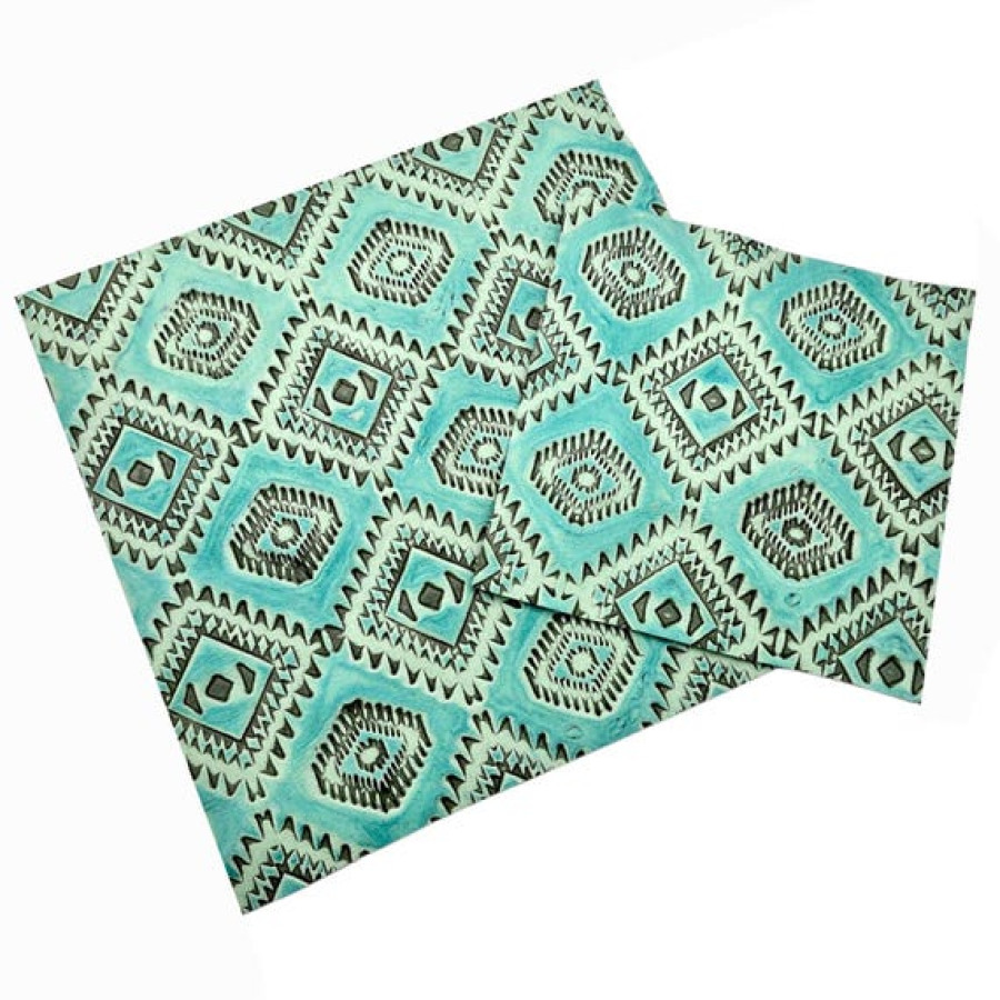 Turquoise embossed leather | Featuring Aztec Navajo Design 1