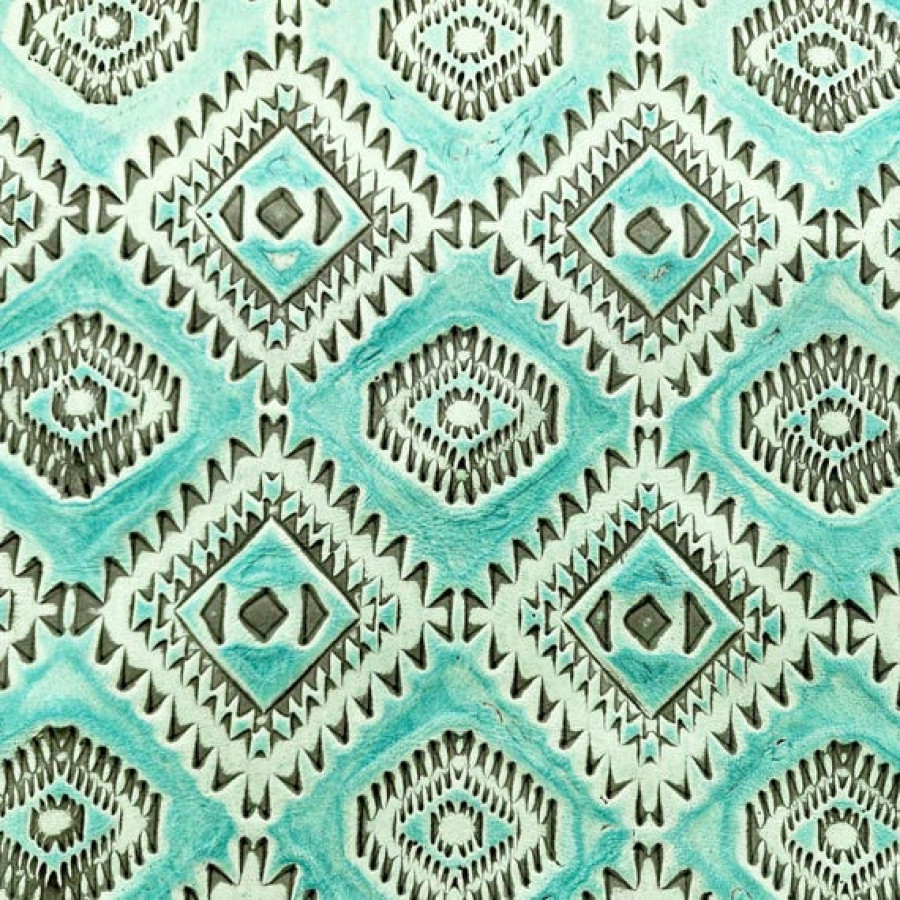 Turquoise embossed leather | Featuring Aztec Navajo Design 2