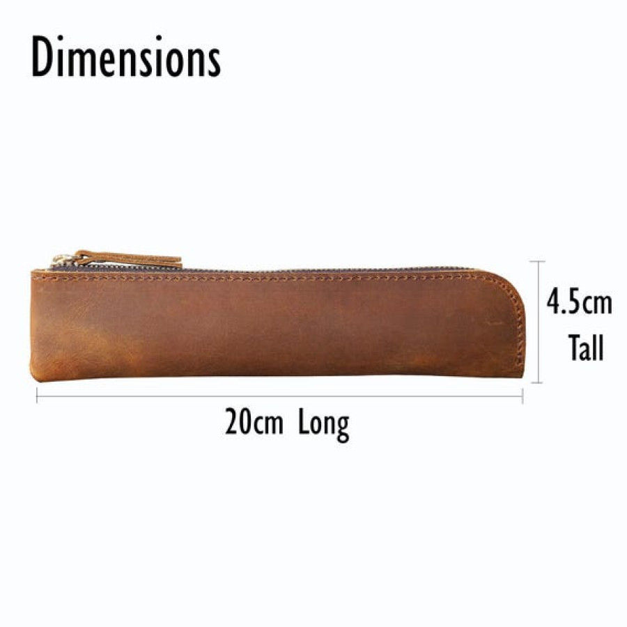 Custom Engraved Slim design pencil case made using genuine leather 5
