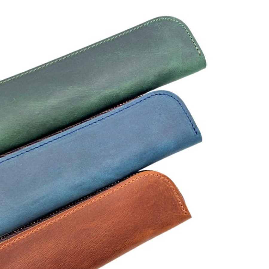 Custom Engraved Slim design pencil case made using genuine leather 6