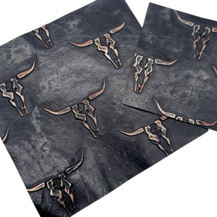 Black & copper embossed leather | Featuring Texas Longhorn Design 1