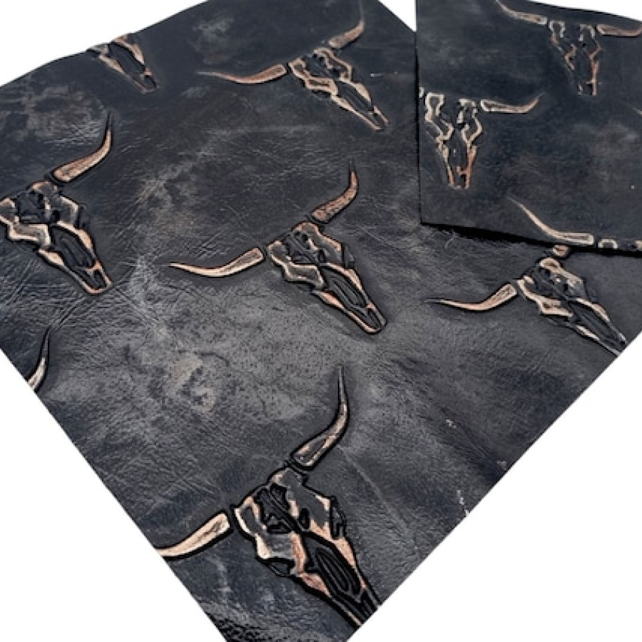 Black & copper embossed leather | Featuring Texas Longhorn Design 2