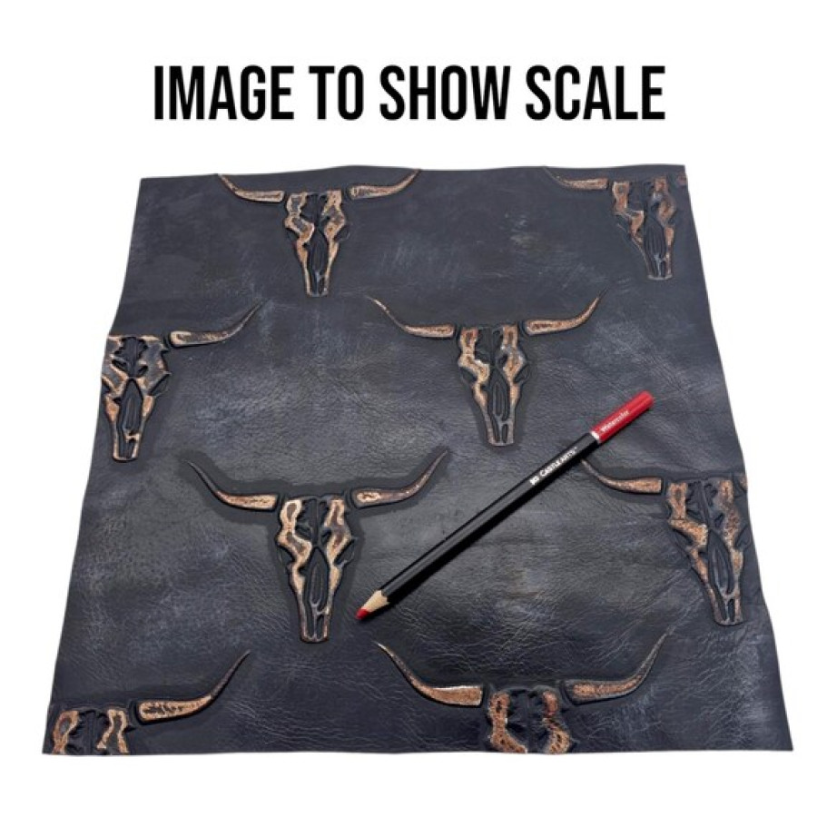 Black & copper embossed leather | Featuring Texas Longhorn Design 7