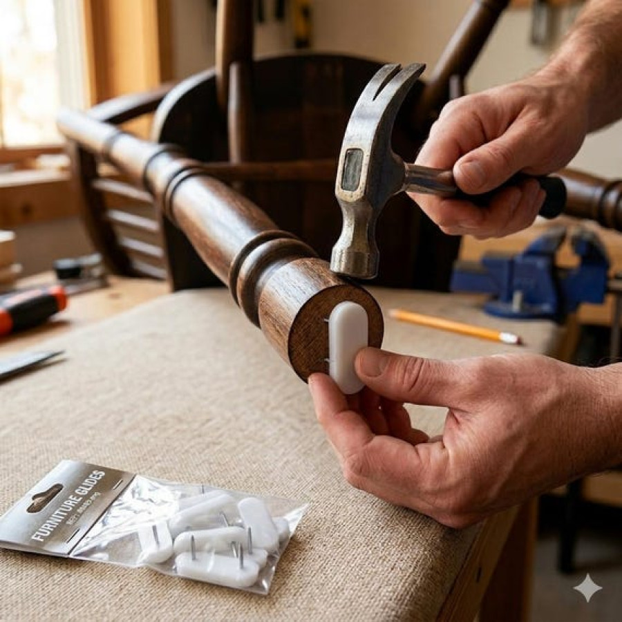 Dual Nail Hammer-in Furniture Feet Glides | Anti-Scratch Floor Protectors 6