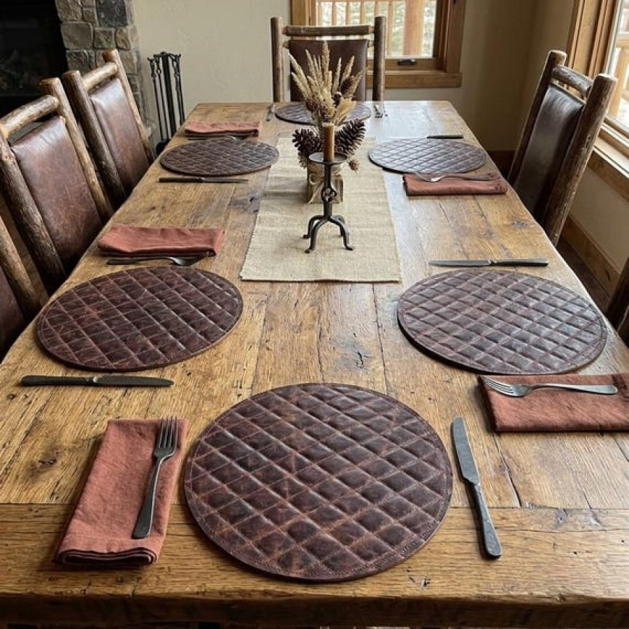 Luxury Genuine Leather Round Placemat | Handcrafted Leather Table Mat 1