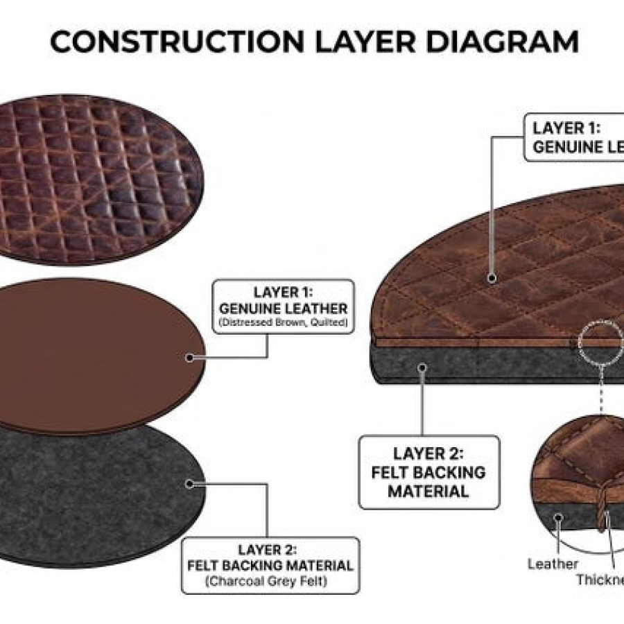 Luxury Genuine Leather Round Placemat | Handcrafted Leather Table Mat 8