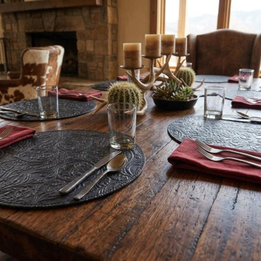 Luxury Genuine Leather Round Placemat | Handcrafted Leather Table Mat 10