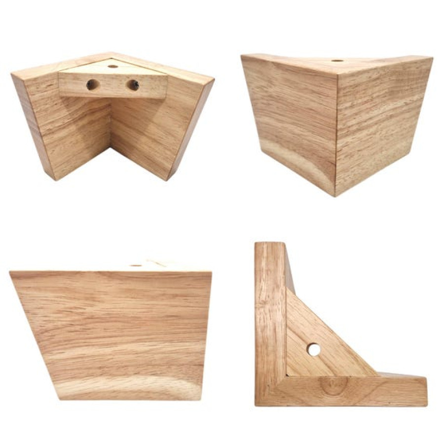 Set of 4 Chunky Square Wood Furniture Legs | Solid Wooden Sofa Feet