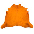 Orange Dyed Cowhide Rug | Genuine Hair On Hide, Vibrant Decor (7'6" x 8'0")