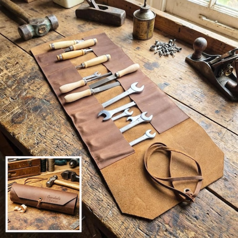 Customisable Genuine Leather Vintage Tool Roll Wrap