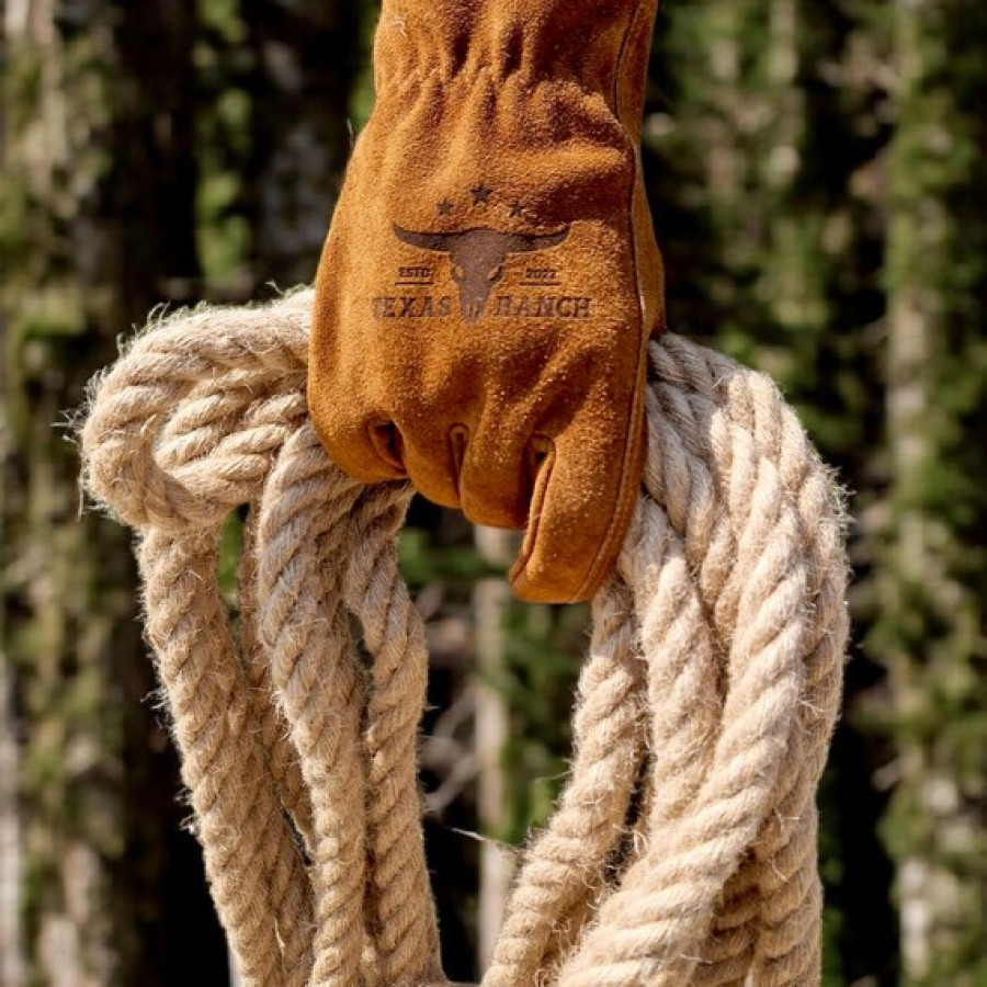 Custom engraved rancher gloves | Genuine leather Laser engraved with your logo or custom text! 5