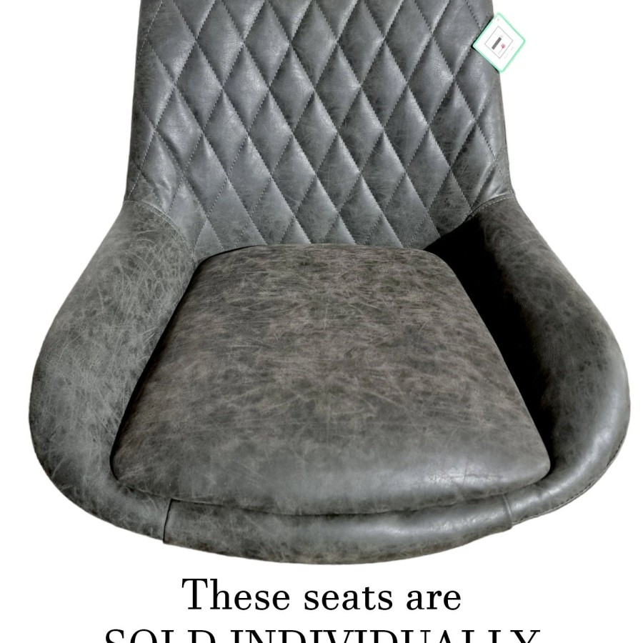 Replacement bar stool seat for gas lift stool base (SOLD INDIVIDUALLY) - In distressed diamond quilted grey faux leather 1