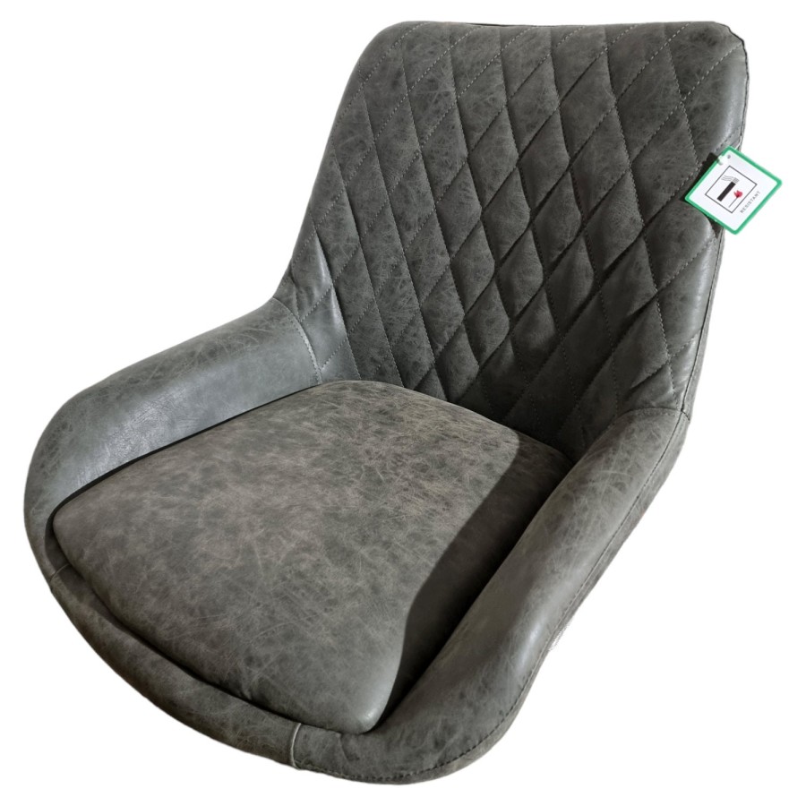 Replacement bar stool seat for gas lift stool base (SOLD INDIVIDUALLY) - In distressed diamond quilted grey faux leather 2