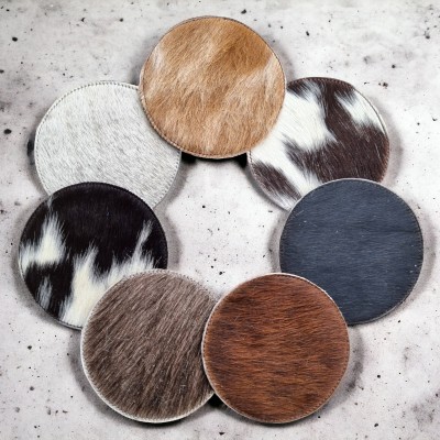 Dual layer Cowhide coasters - Genuine cowhide - priced per coaster - 7 colour options - Handmade