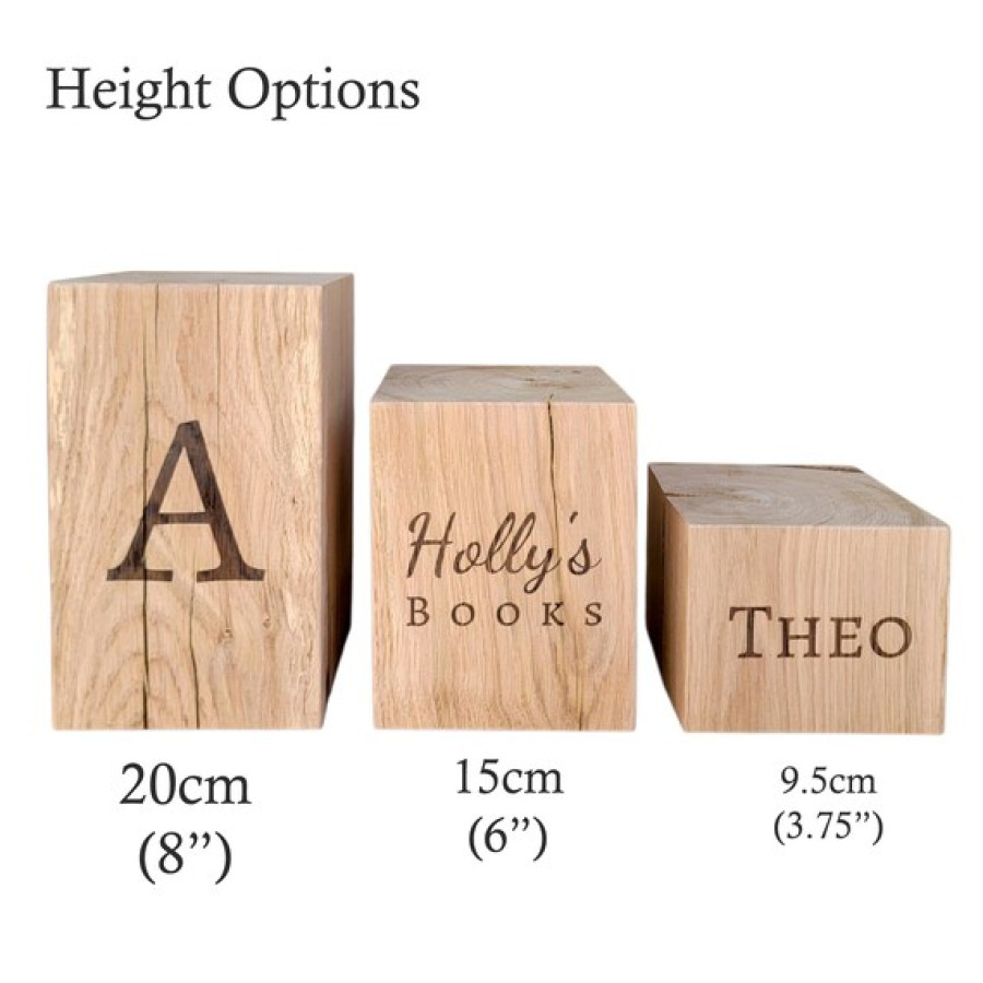 Premium Solid Oak Customized Bookends - Laser Engraved With Your Text or Logo 2