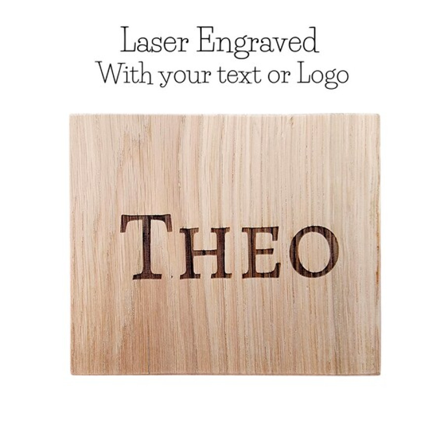 Premium Solid Oak Customized Bookends - Laser Engraved With Your Text or Logo 4