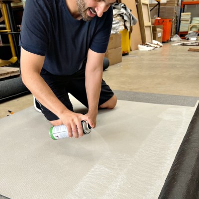 Premium upholstery grade spray adhesive for foam and fabric applications