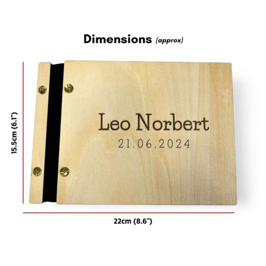Personalised Wooden Scrapbook or Guest Book – Custom Engraved Pine Ply Cover – Travel Journal, Wedding Guestbook, Memory Album 1
