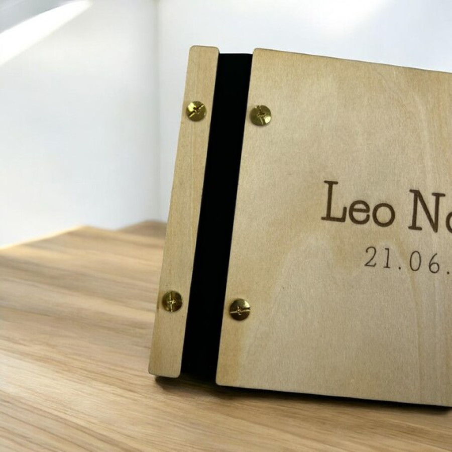 Personalised Wooden Scrapbook or Guest Book – Custom Engraved Pine Ply Cover – Travel Journal, Wedding Guestbook, Memory Album 4