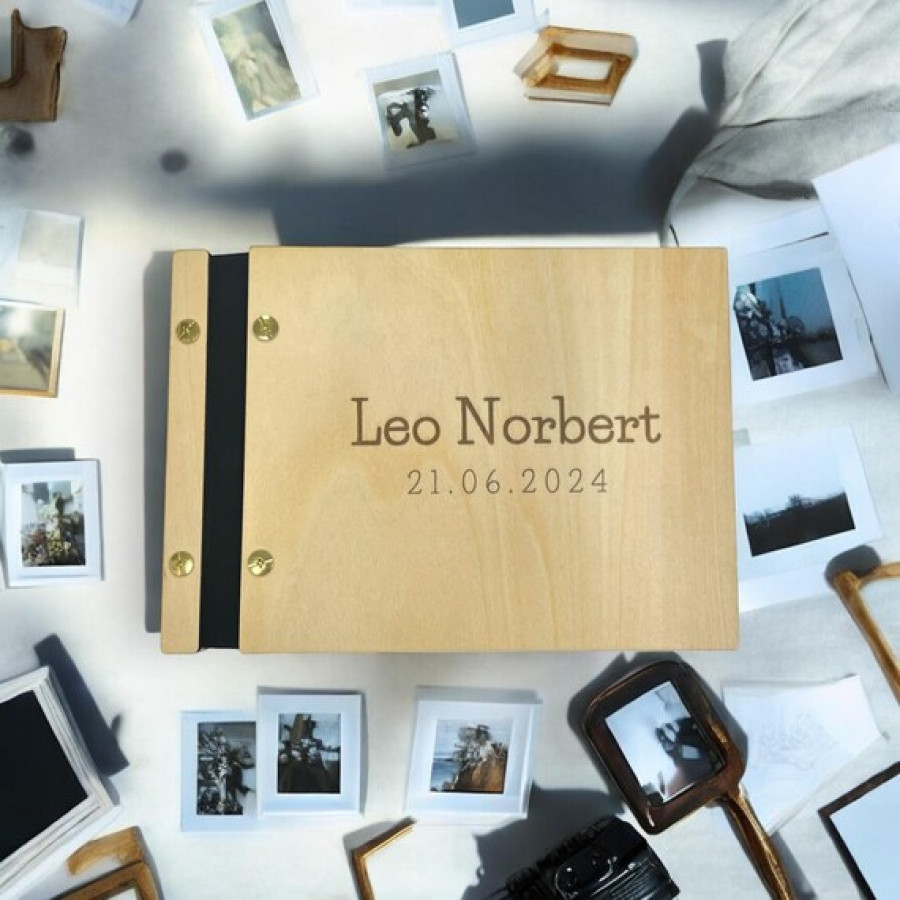Personalised Wooden Scrapbook or Guest Book – Custom Engraved Pine Ply Cover – Travel Journal, Wedding Guestbook, Memory Album 5
