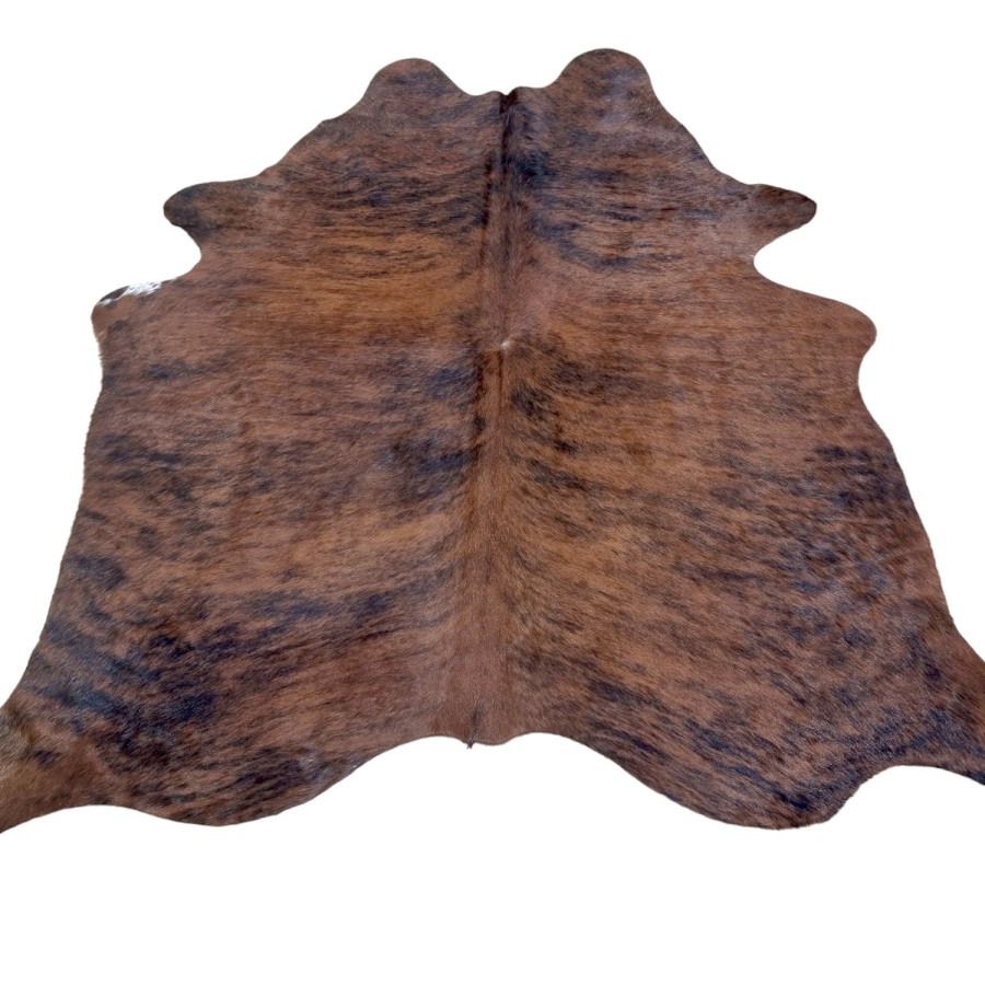 Medium - Large sized brindle and white Genuine Cowhide Rug |  Cowhide rug with a brindle pattern 2