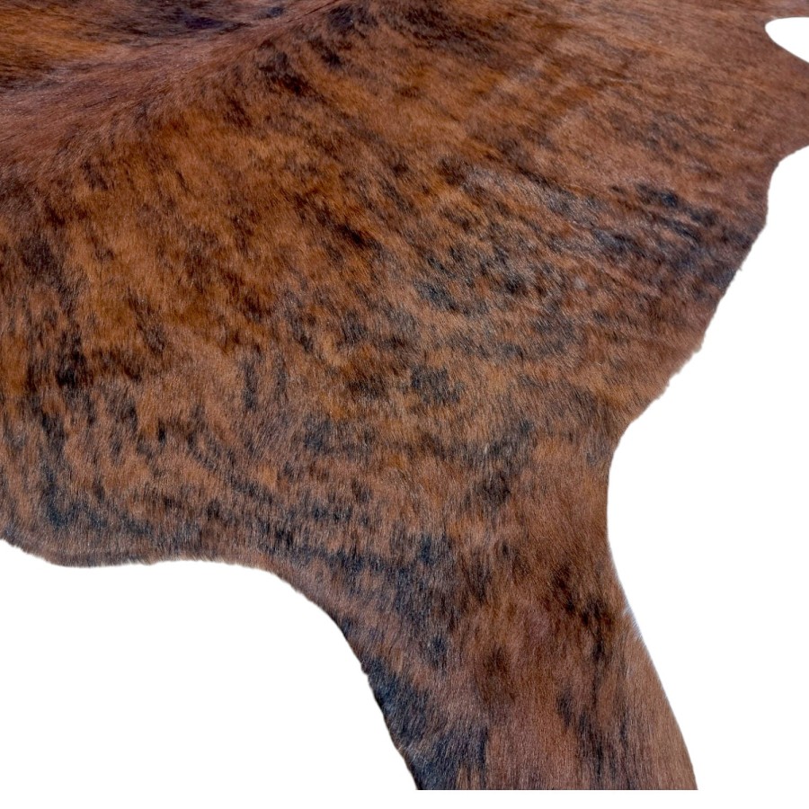 Medium - Large sized brindle and white Genuine Cowhide Rug |  Cowhide rug with a brindle pattern 6