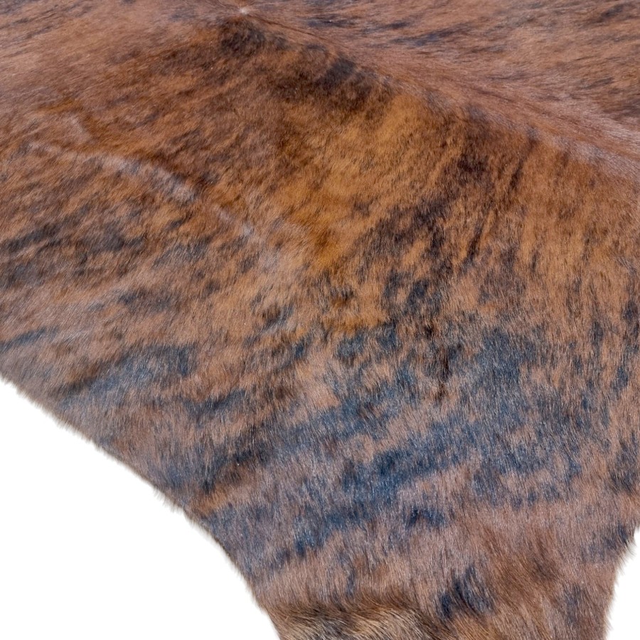 Medium - Large sized brindle and white Genuine Cowhide Rug |  Cowhide rug with a brindle pattern 7