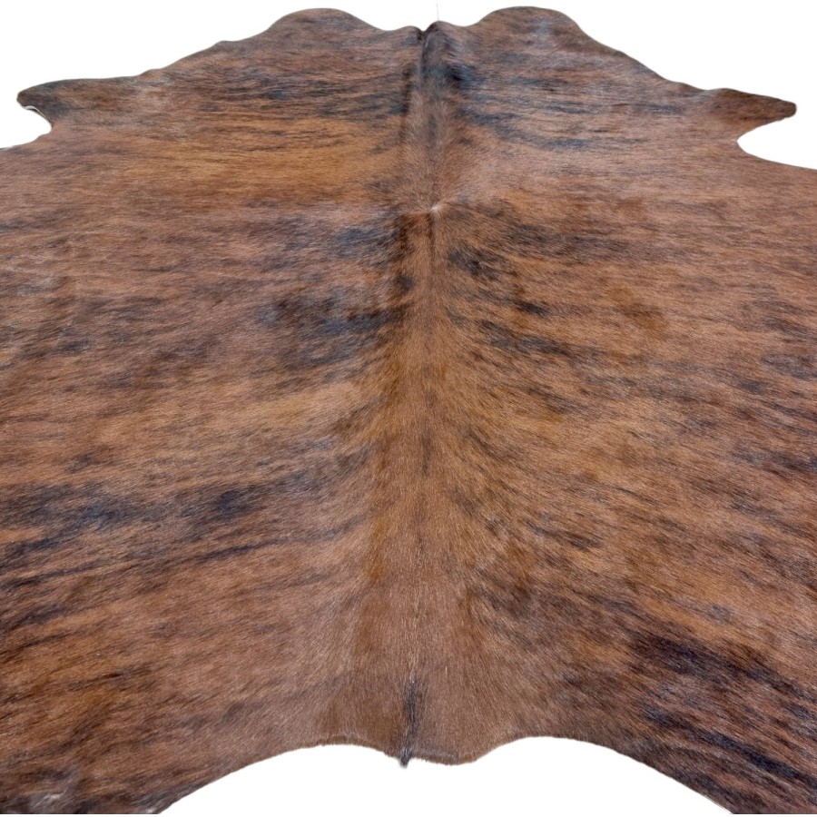 Medium - Large sized brindle and white Genuine Cowhide Rug |  Cowhide rug with a brindle pattern 8