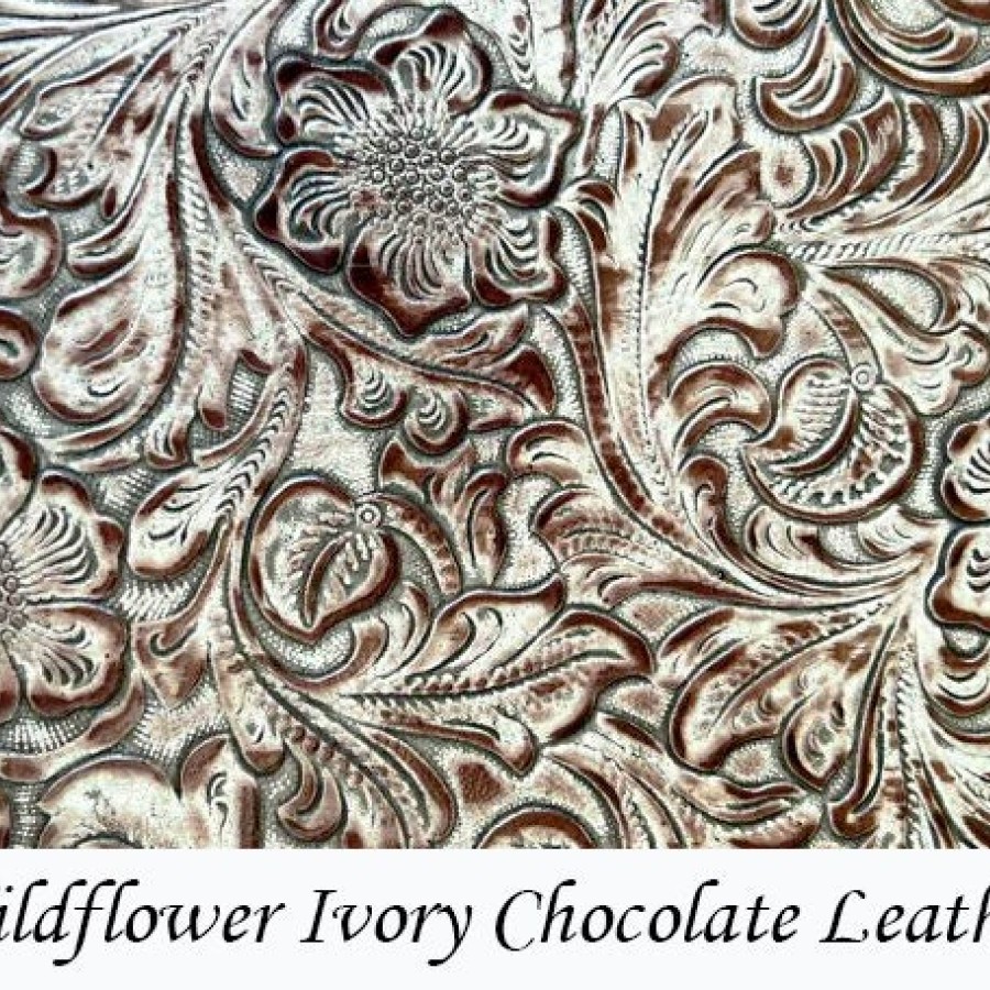 Genuine embossed leather | Wildflower | Ivory Chocolate - Various sizes 0