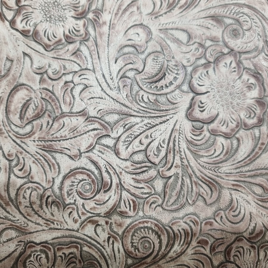 Genuine embossed leather | Wildflower | Ivory Chocolate - Various sizes 1