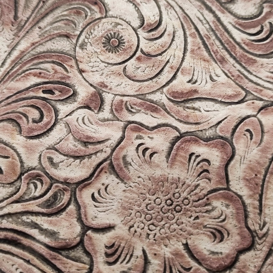 Genuine embossed leather | Wildflower | Ivory Chocolate - Various sizes 2