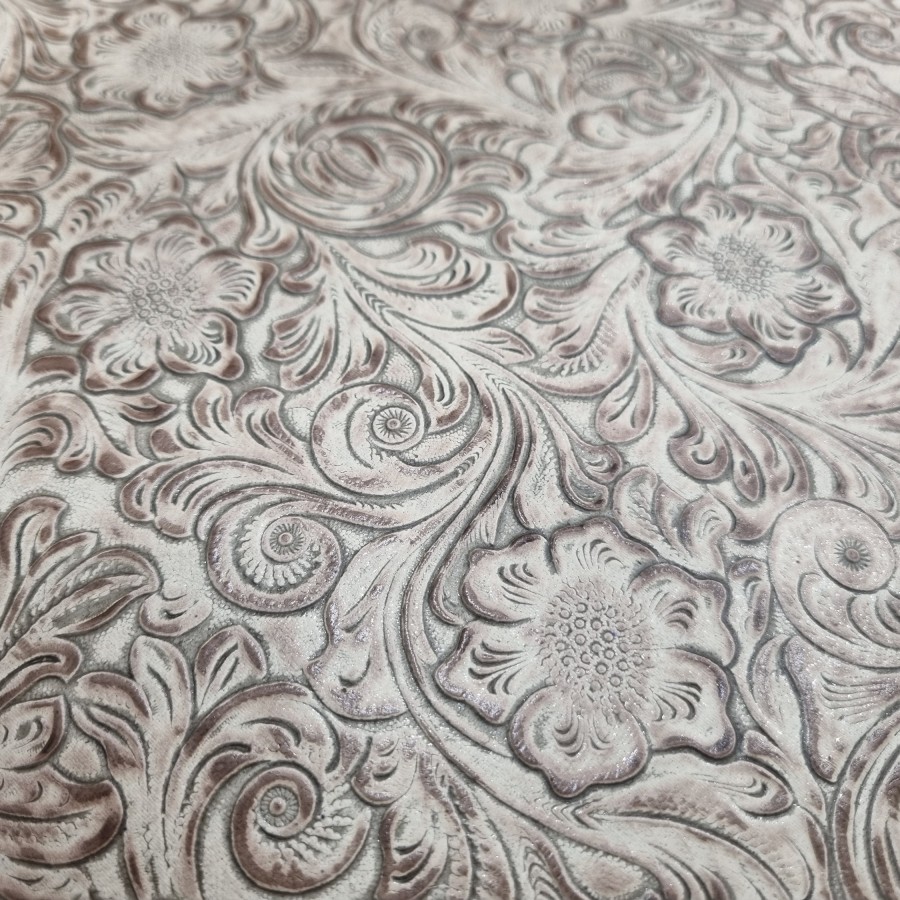 Genuine embossed leather | Wildflower | Ivory Chocolate - Various sizes 3